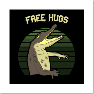 free hugs, funny crocodile drawing Posters and Art